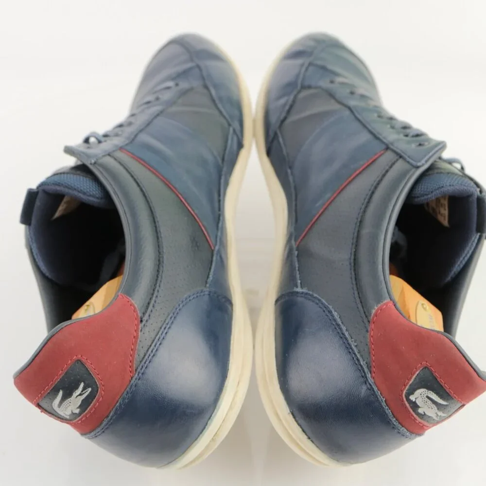 Lacoste Mens Chaymon Sneaker Size 12 Navy Blue Leather‎ Lace Up Casual Shoe Low